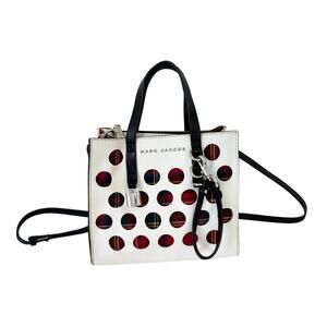 Marc Jacobs Mini Grind Perforated Tartan Crossbody Handbag in Porcelain Multi